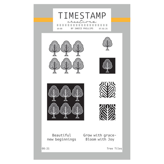 Timestamp Creations by Janice Phillips - Tree Tiles A6 Stamp Set