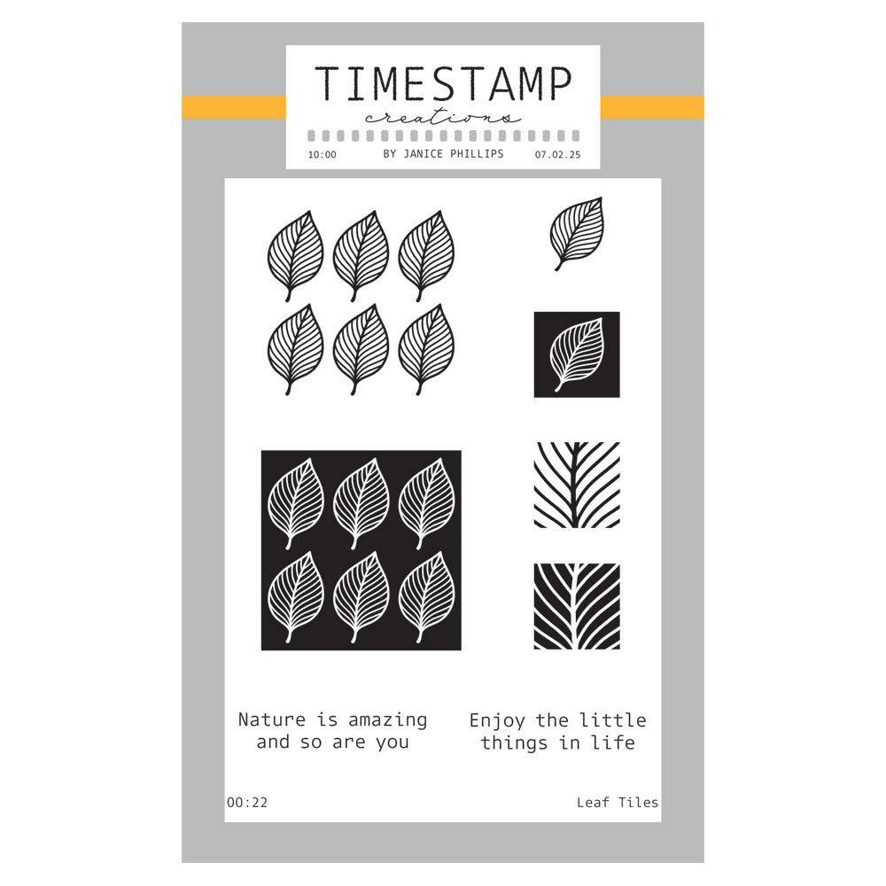 Timestamp Creations by Janice Phillips - Leaf Tiles A6 Stamp Set