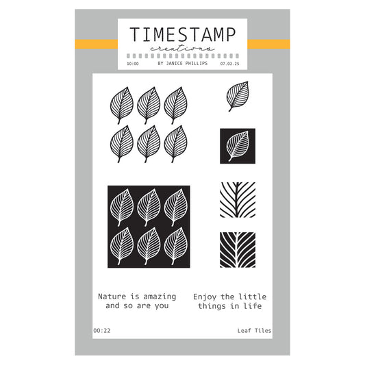 Timestamp Creations by Janice Phillips - Leaf Tiles A6 Stamp Set