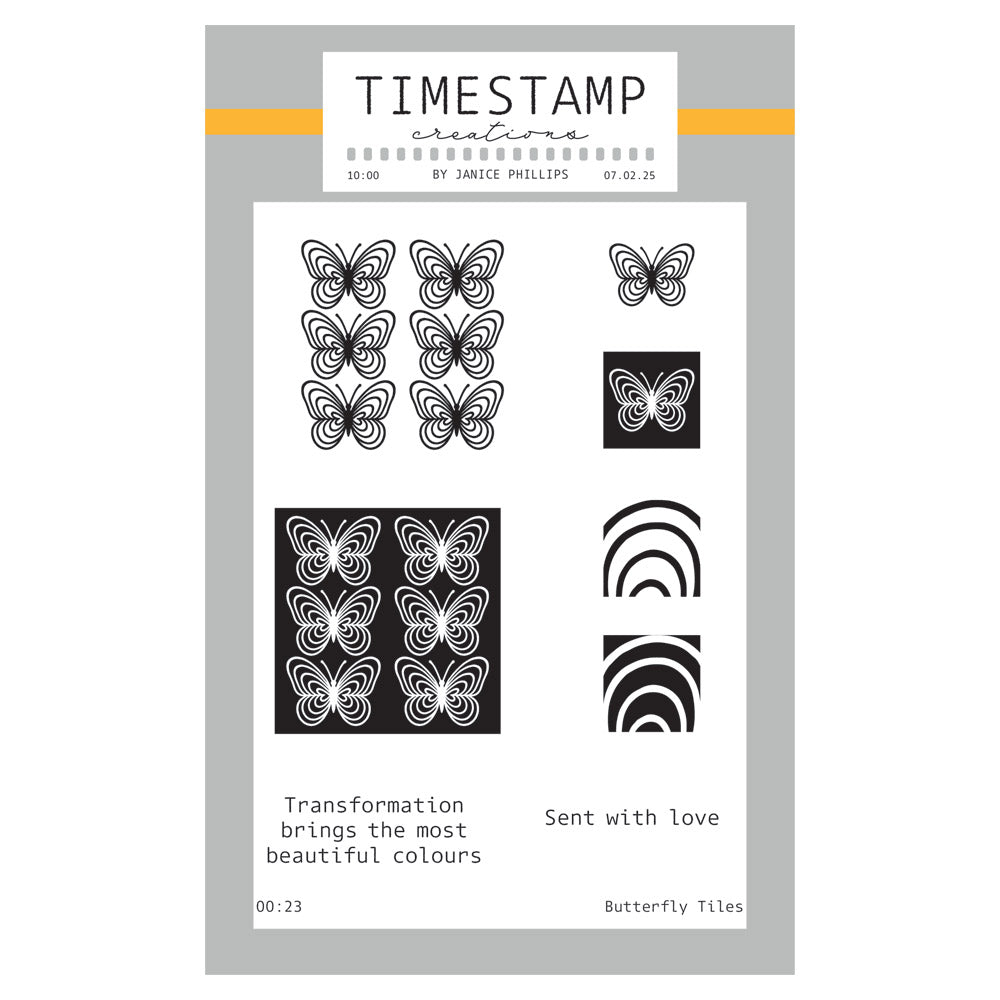 Timestamp Creations by Janice Phillips - Butterfly Tiles A6 Stamp Set