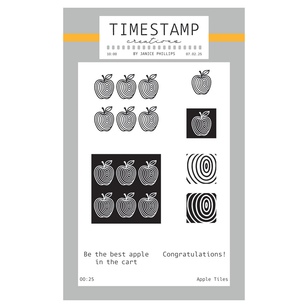 Timestamp Creations by Janice Phillips - Apple Tiles A6 Stamp Set