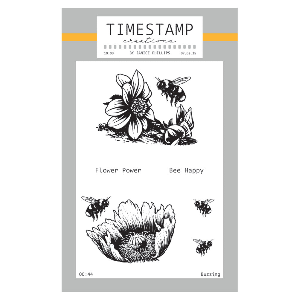 Timestamp Creations by Janice Phillips - Buzzing A6 Stamp Set
