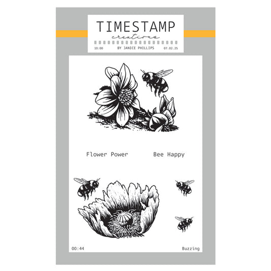Timestamp Creations by Janice Phillips - Buzzing A6 Stamp Set