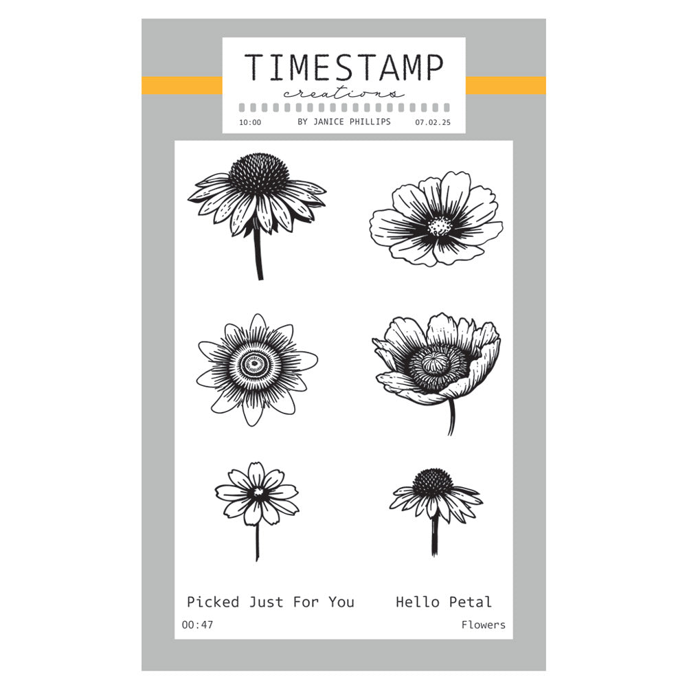 Timestamp Creations by Janice Phillips - Flowers A6 Stamp Set