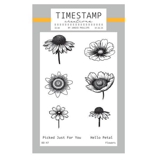 Timestamp Creations by Janice Phillips - Flowers A6 Stamp Set