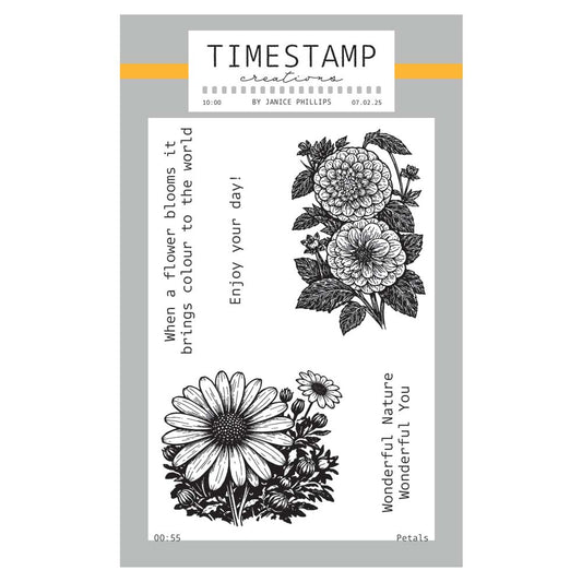 Timestamp Creations by Janice Phillips - Petals A6 Stamp Set
