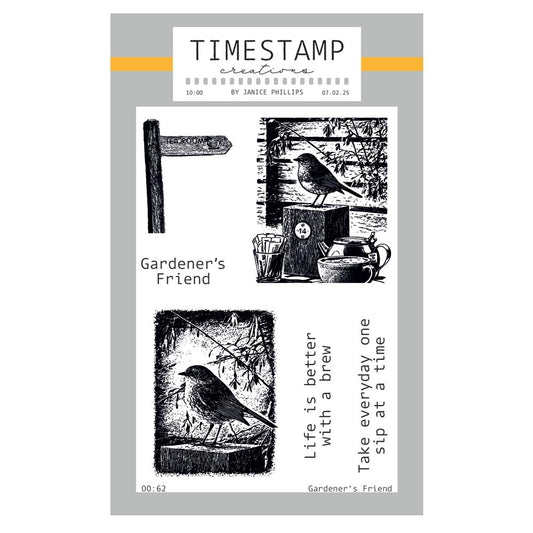 Timestamp Creations by Janice Phillips - Gardener's Friend A6 Stamp Set