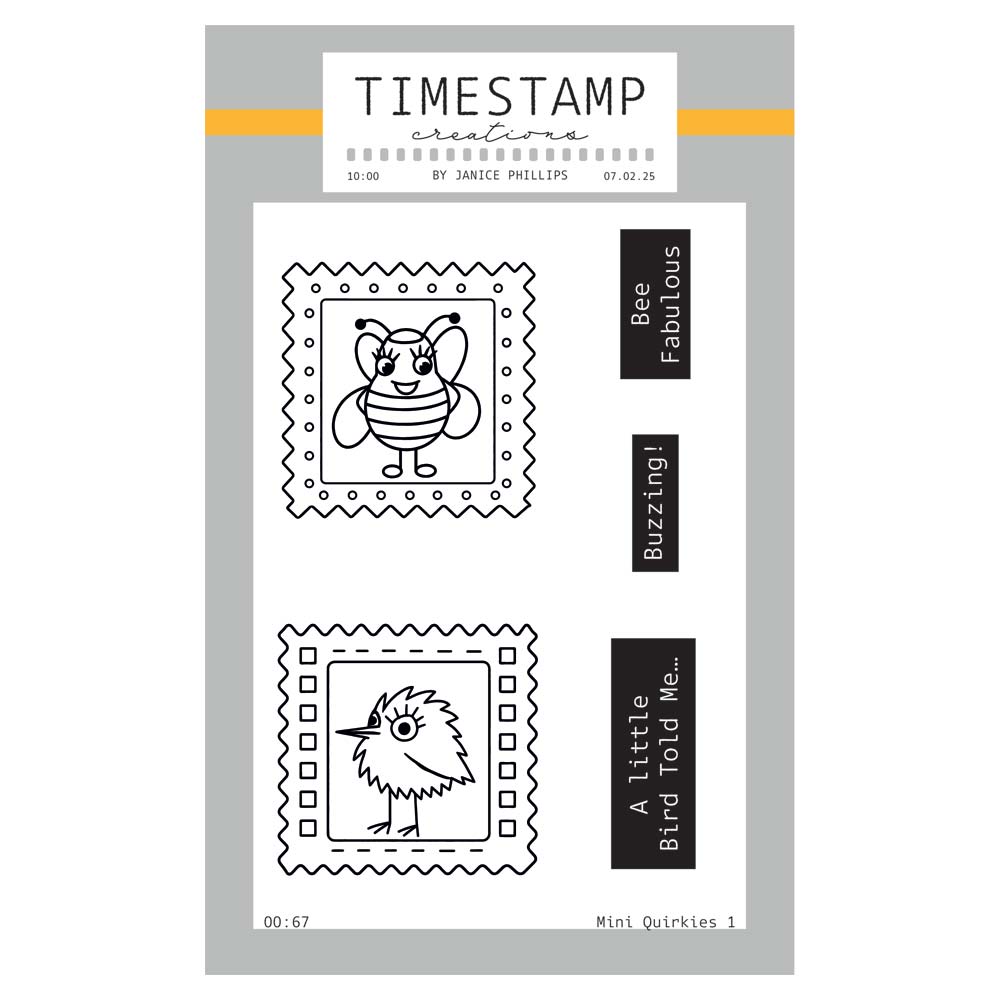 Timestamp Creations by Janice Phillips - Mini Quirkies 1 A6 Stamp Set