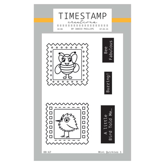 Timestamp Creations by Janice Phillips - Mini Quirkies 1 A6 Stamp Set