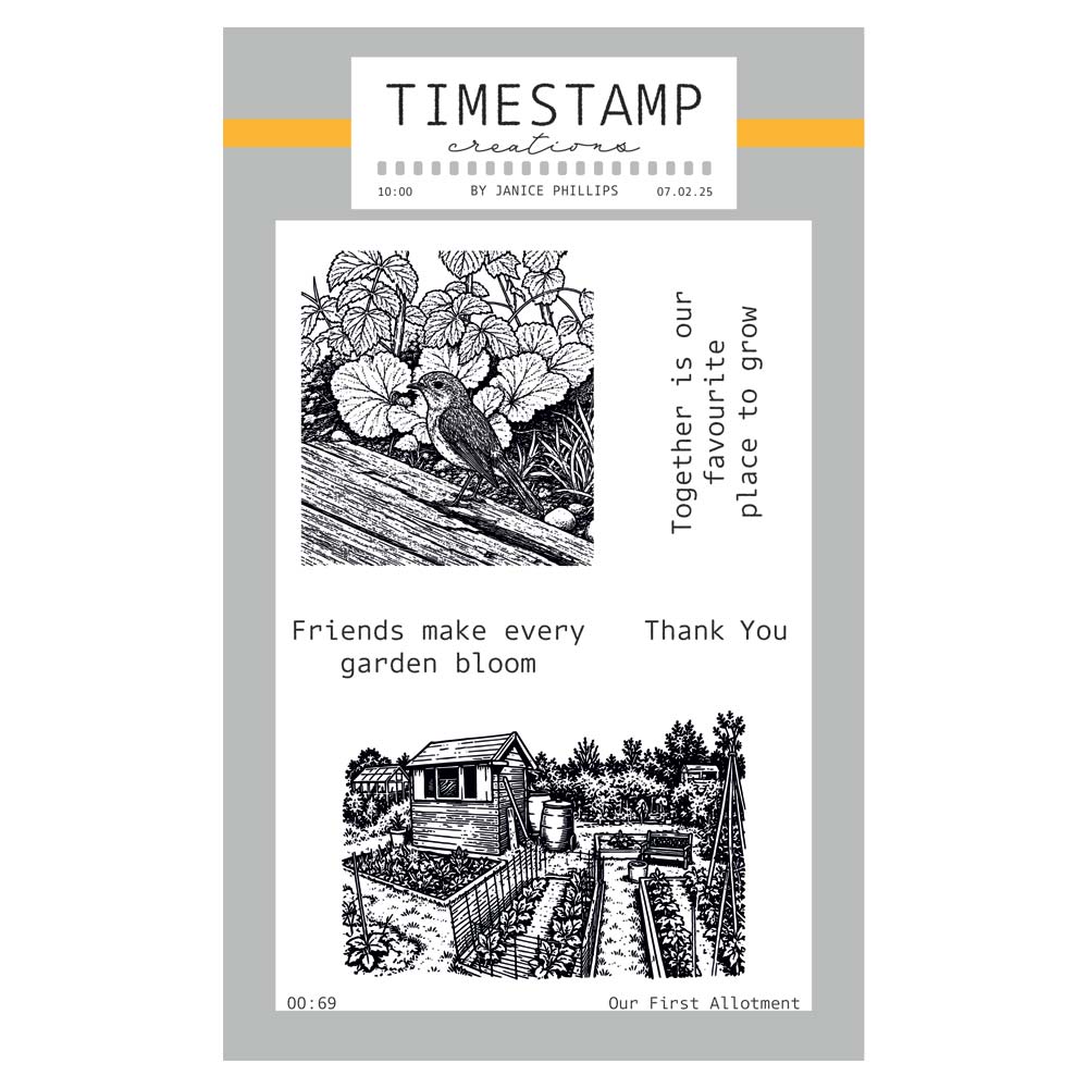 Timestamp Creations by Janice Phillips - Our First Allotment A6 Stamp Set
