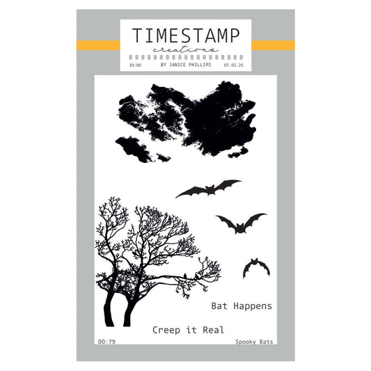 Timestamp Creations by Janice Phillips - Spooky Bats A6 Stamp Set