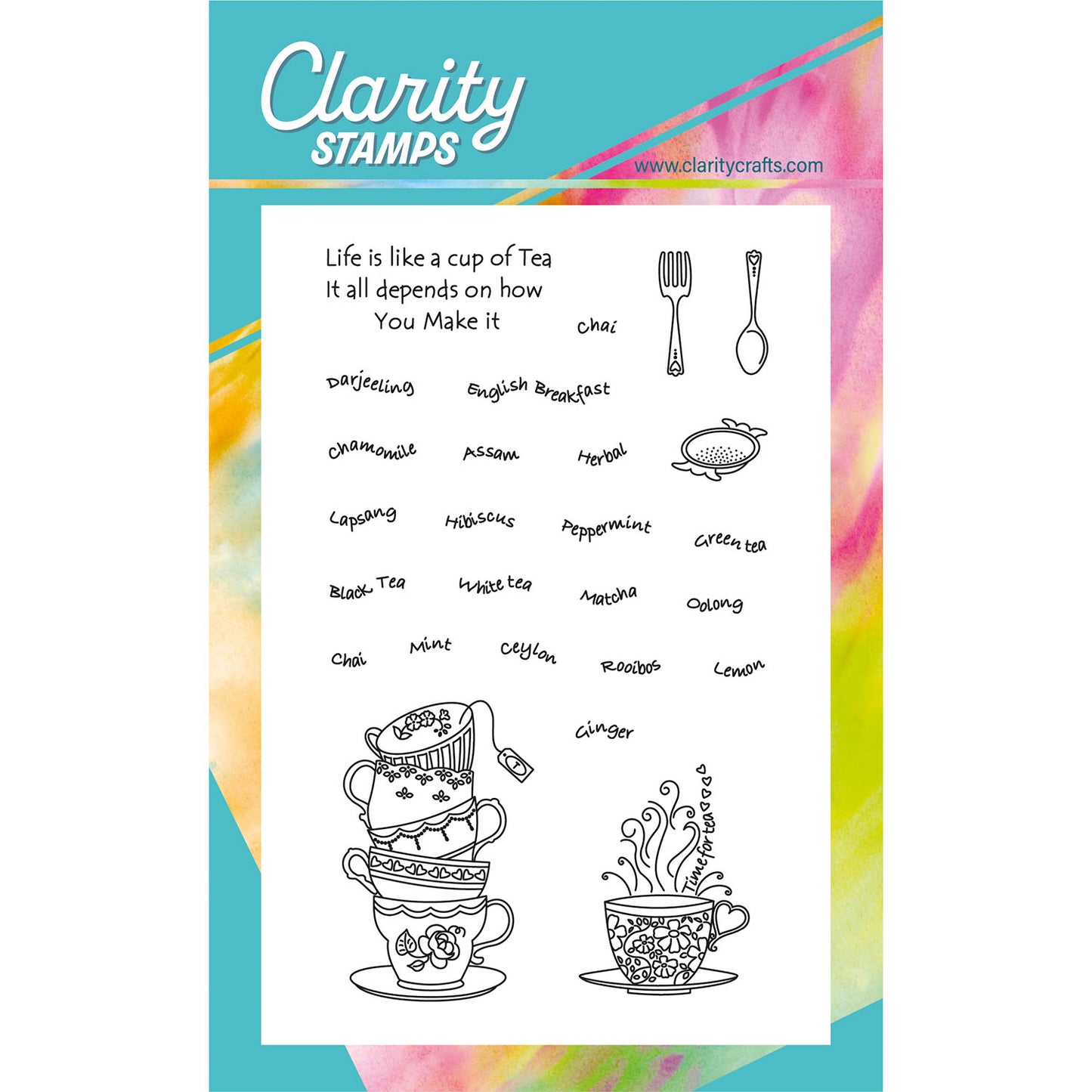 Linda's Life Is Like a Cup of Tea A6 Stamp & Mask Set