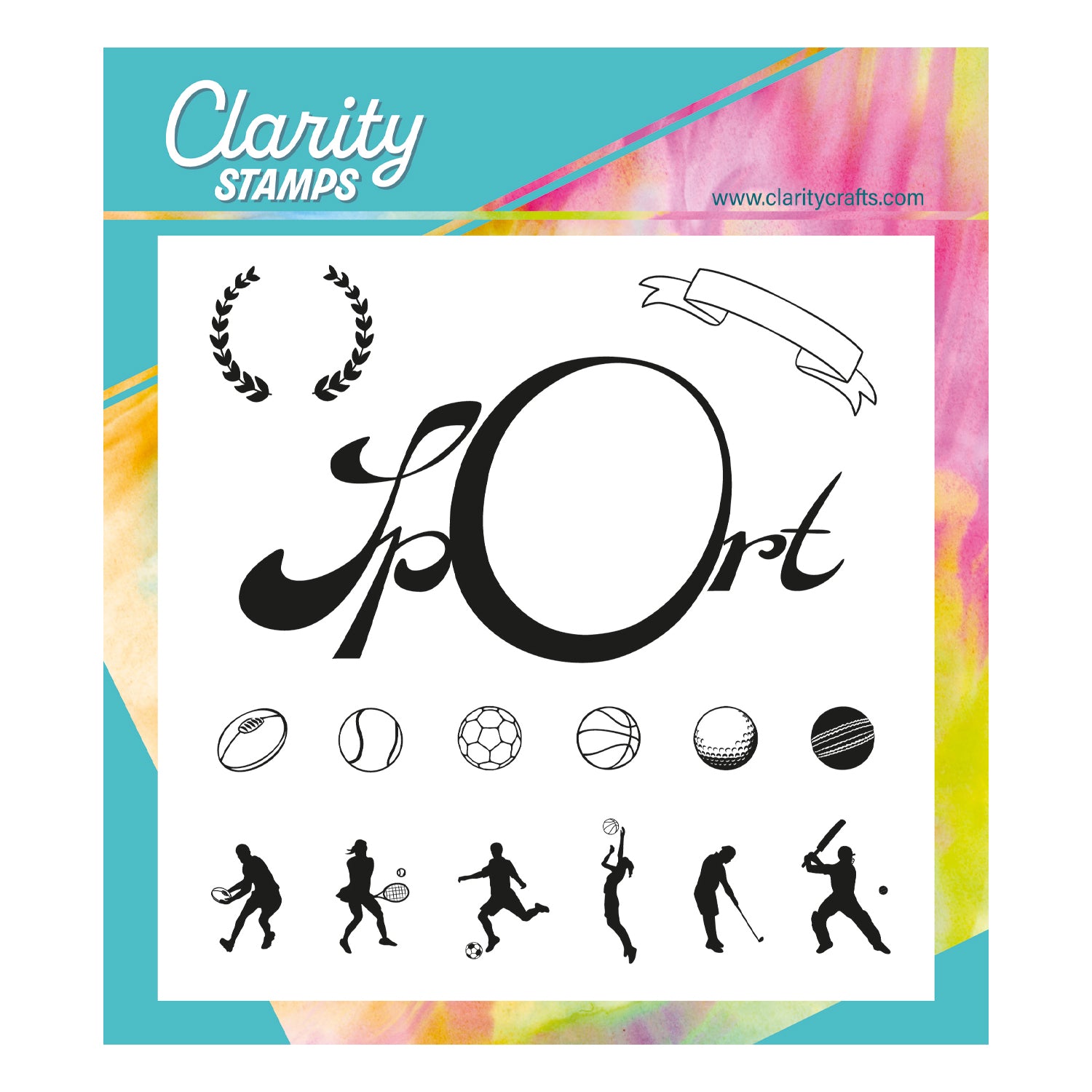 Sport Frame & Balls A5 Square Stamp & Mask Set – Clarity Crafts