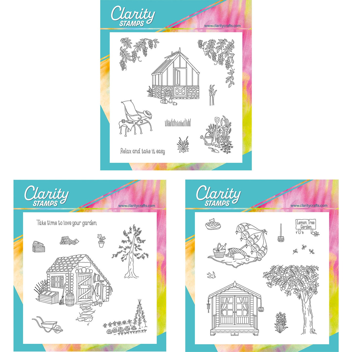 Linda's In the Garden - Set 1 A5 Square Stamp & Mask Trio