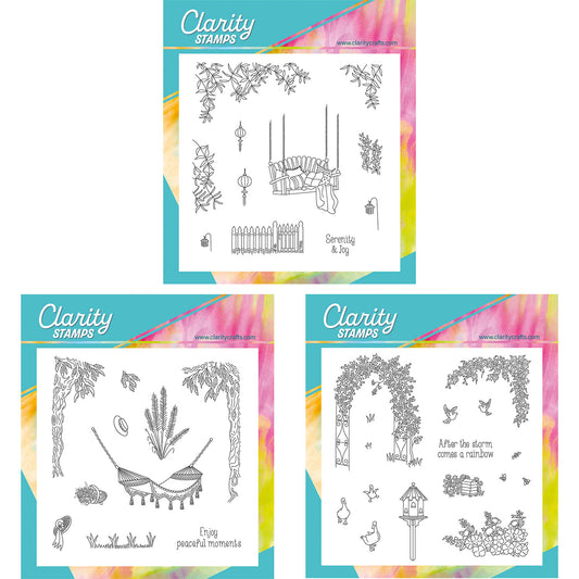 Linda's In the Garden - Set 3 A5 Square Stamp & Mask Trio