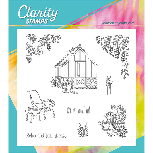 Linda's In the Garden - Greenhouse A5 Square Stamp & Mask Set