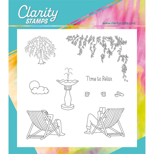 Linda's In the Garden - Deck Chairs A5 Square Stamp & Mask Set