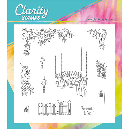 Linda's In the Garden - Garden Swing A5 Square Stamp & Mask Set