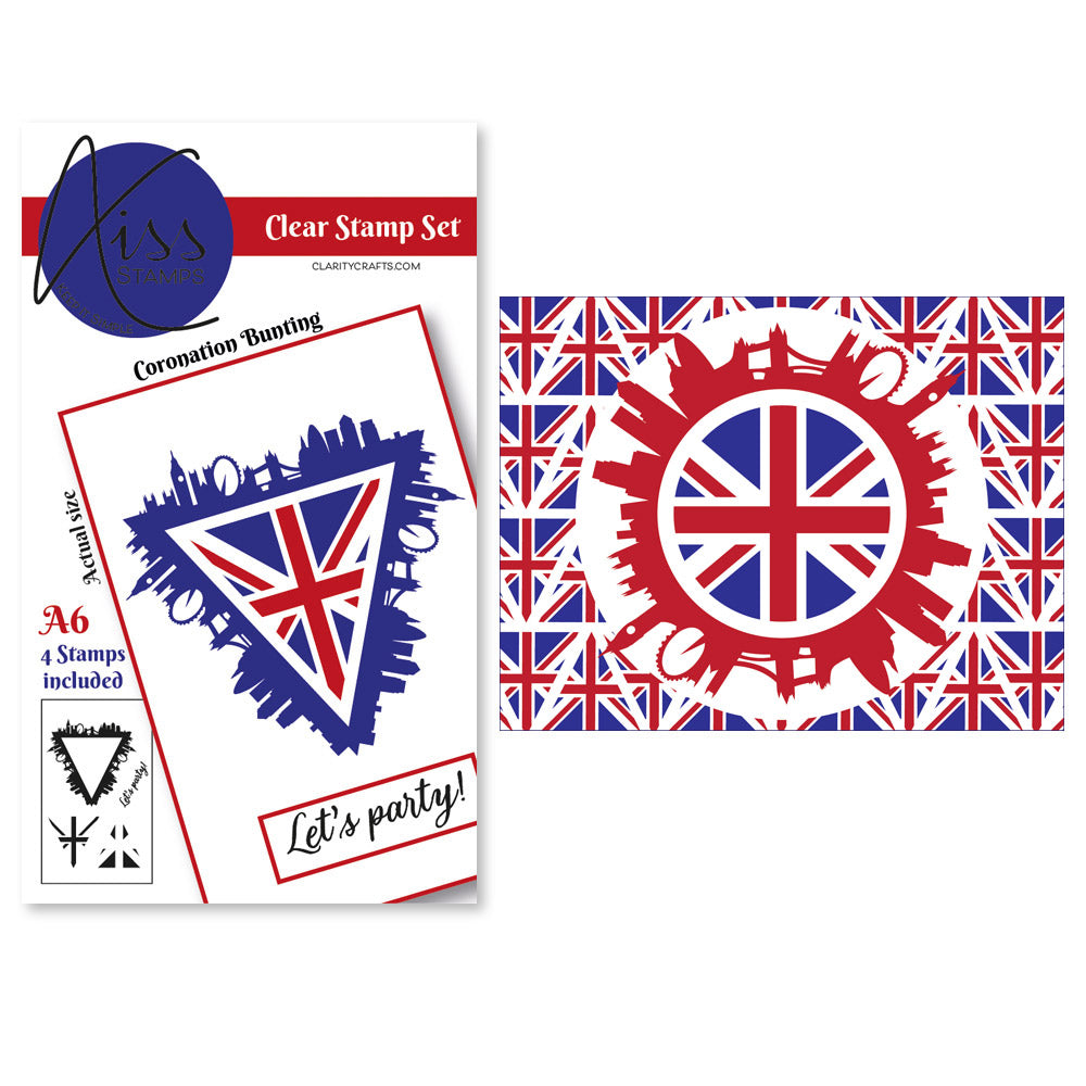 KISS by Clarity - Royal Bunting A6 Stamp & Postcard Set