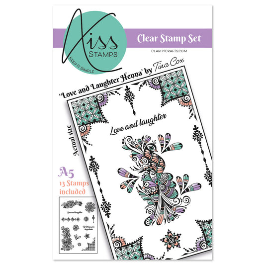 KISS by Clarity - Tina's Love & Laughter Henna A5 Stamp Set