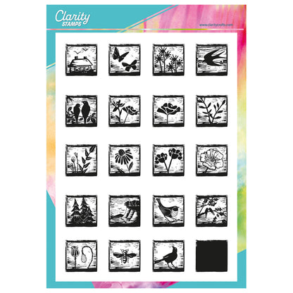 Linocut Mini Sampler A4 Stamp Set