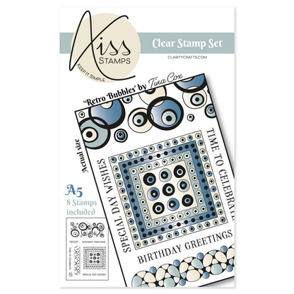 KISS by Clarity - Tina's Retro Bubbles A5 Stamp Set