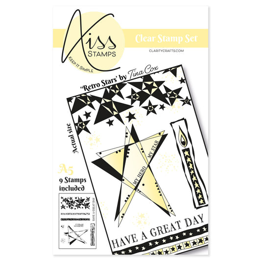 KISS by Clarity - Tina's Retro Stars A5 Stamp Set
