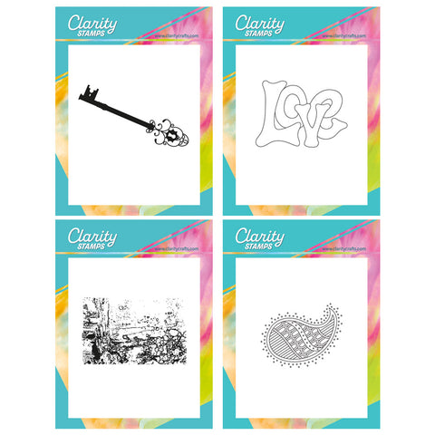 Clarity Super Savers - Love is the Key A6 Stamp Quartet