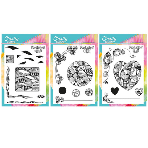 Cherry's Doodleology Elements - Square, Circle & Heart A5 Stamp Trio