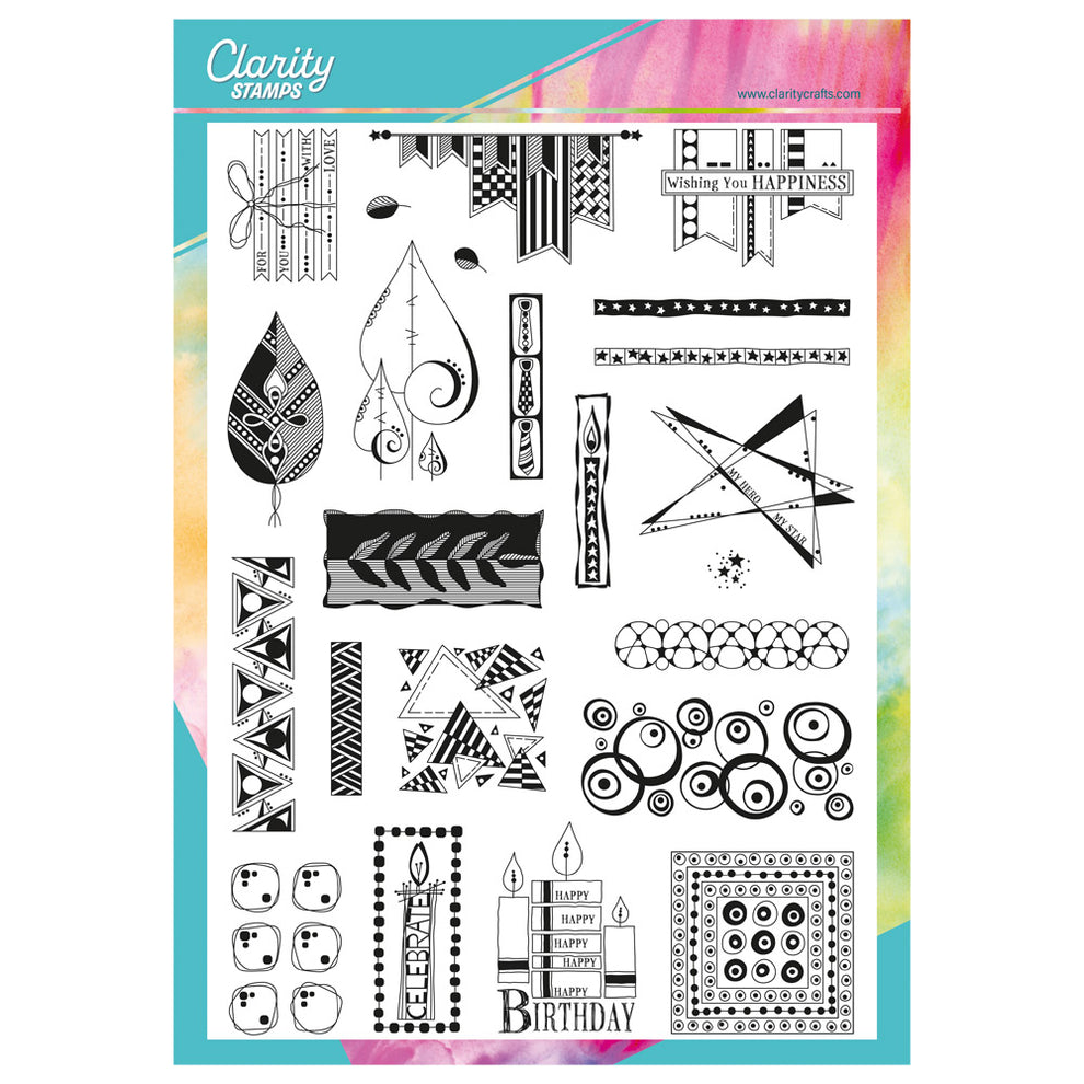 Tina's Bijou Retro Elements A4 Stamp Set – Clarity Crafts