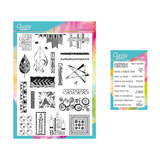 Tina's Bijou Retro Elements & Sentiments A4 & A6 Stamp Collection