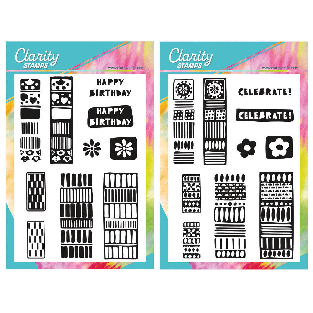 Block Print Elements - Two Way Overlay A5 Stamp Duo