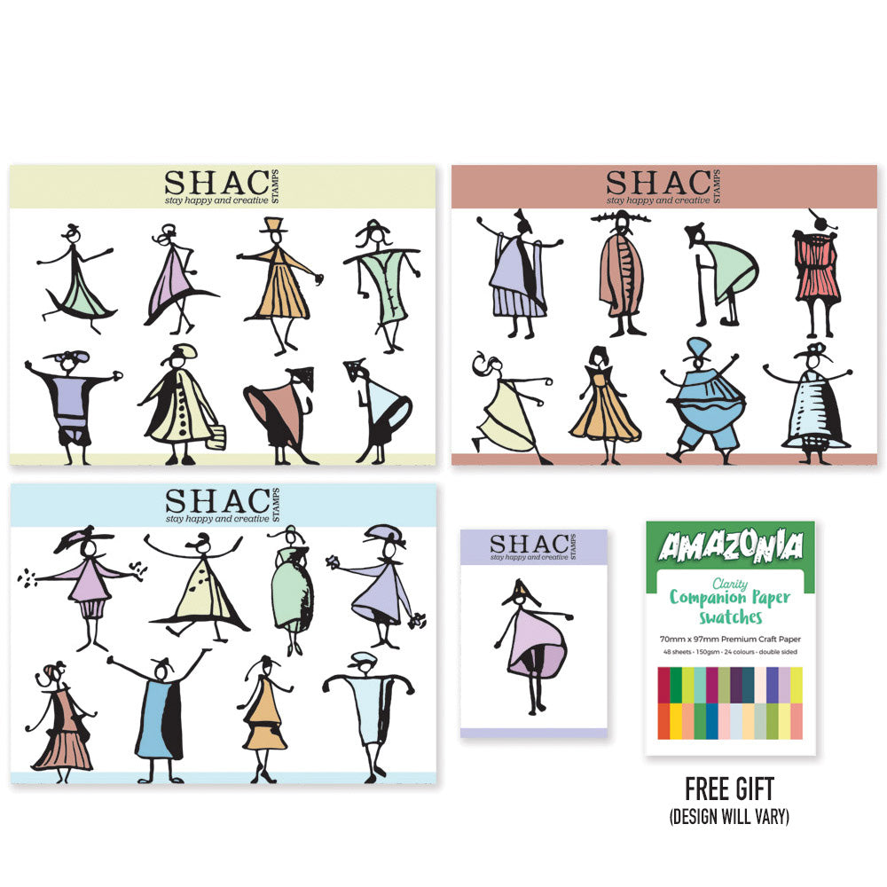 Barbara's Big SHAC People A5 & A7 Stamp Collection + FREE Companion Paper Swatches!