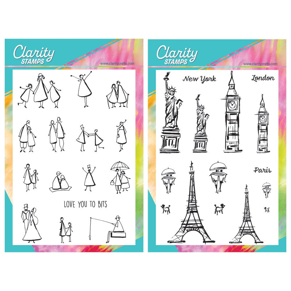 Barbara's Triangle People & Sketchy London, Paris & New York A5 Stamp Duo