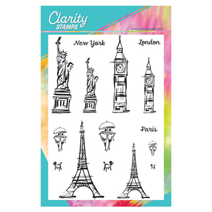Barbara's Sketchy London, Paris & New York A5 Stamp Set