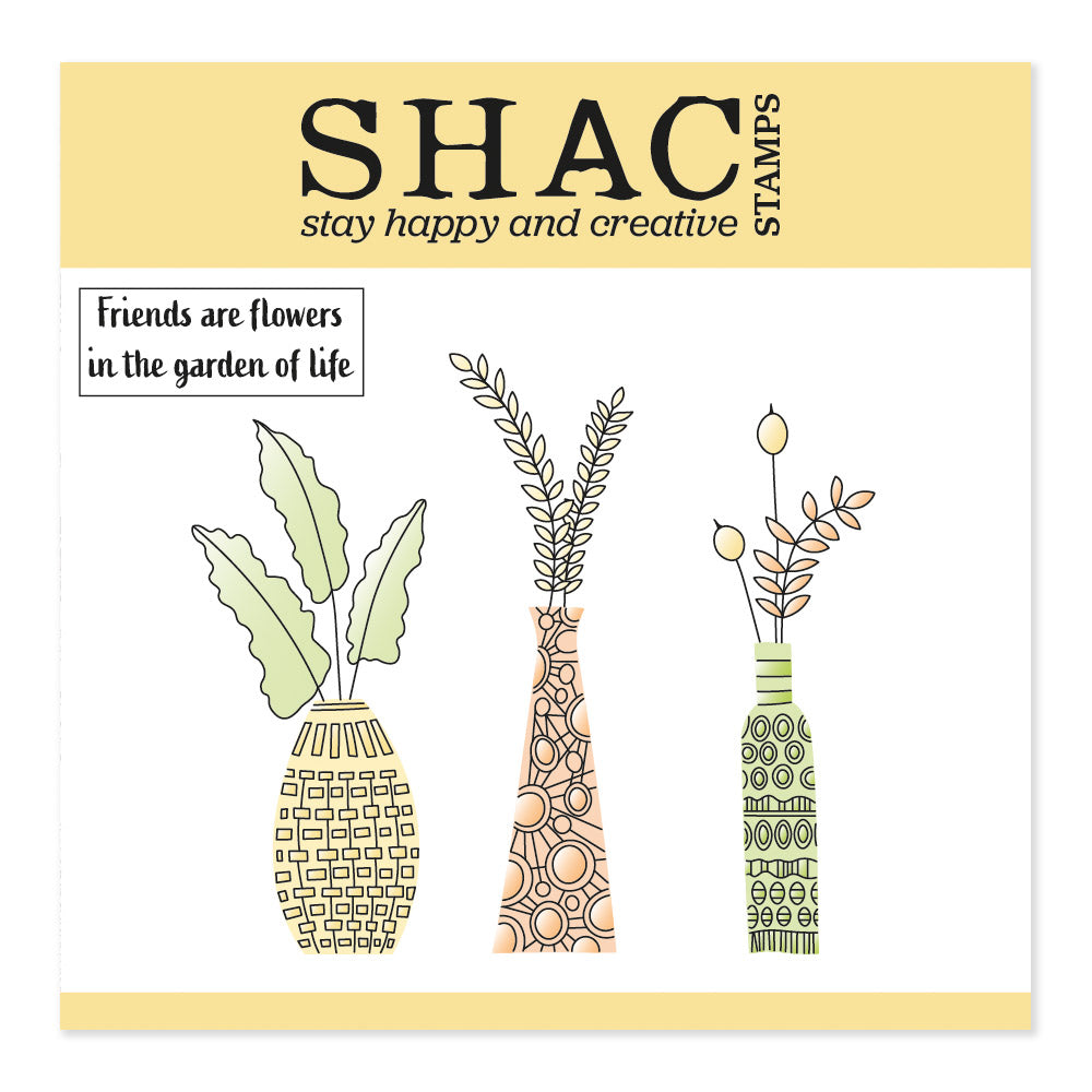 Barbara's SHAC Vases & Foliage A5 Square Stamp & Mask Set