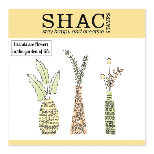 Barbara's SHAC Vases & Foliage A5 Square Stamp & Mask Set