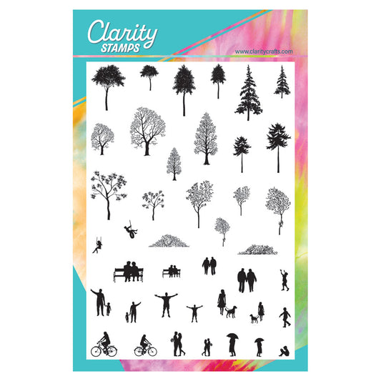 Mega Build a Landscape - Trees & People A5 Stamp Set
