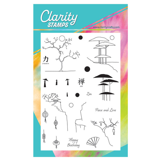 Mini Japanese Scene Builder - Trees A6 Stamp Set