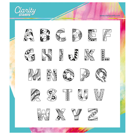 Doodle Alphabet - Upper Case A4 Square Stamp & Mask Set