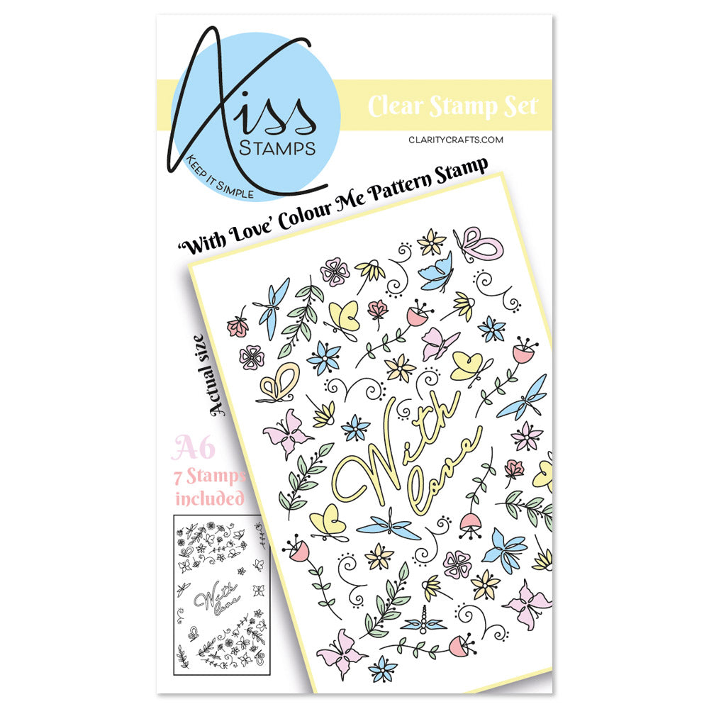 KISS by Clarity - Jazz's With Love Colour Me Pattern A6 Stamp Set