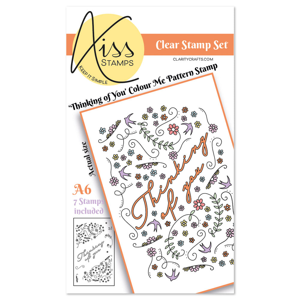 KISS by Clarity - Jazz's Thinking of You Colour Me Pattern A6 Stamp Se ...