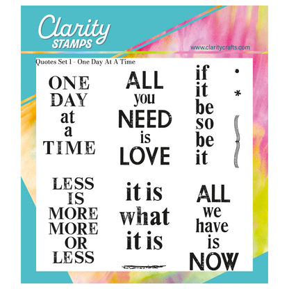 Set 1 - Quotes - One Day at a Time - A5 Square Stamp Set