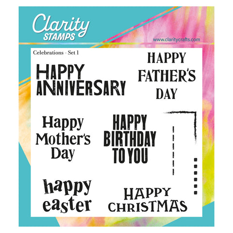 Celebrations 1 - Slow Down with Clarity Quotes Set 5 A5 Square Stamp Set