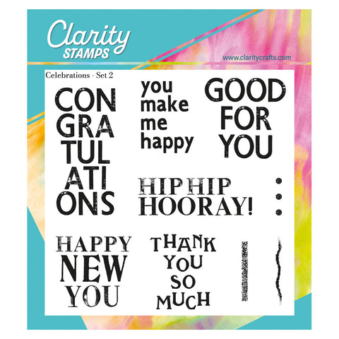 Celebrations 2 - Slow Down with Clarity Quotes Set 6 A5 Square Stamp Set