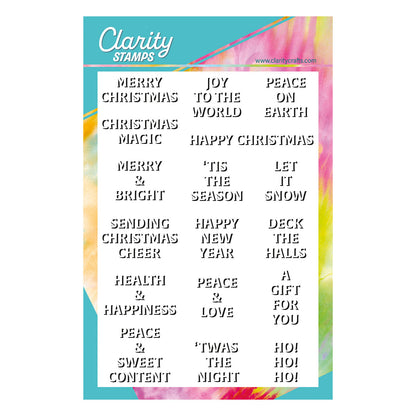 Bijou Christmas Drop Shadow Sentiments A5 clear photopolymer stamp set with festive greetings for cardmaking