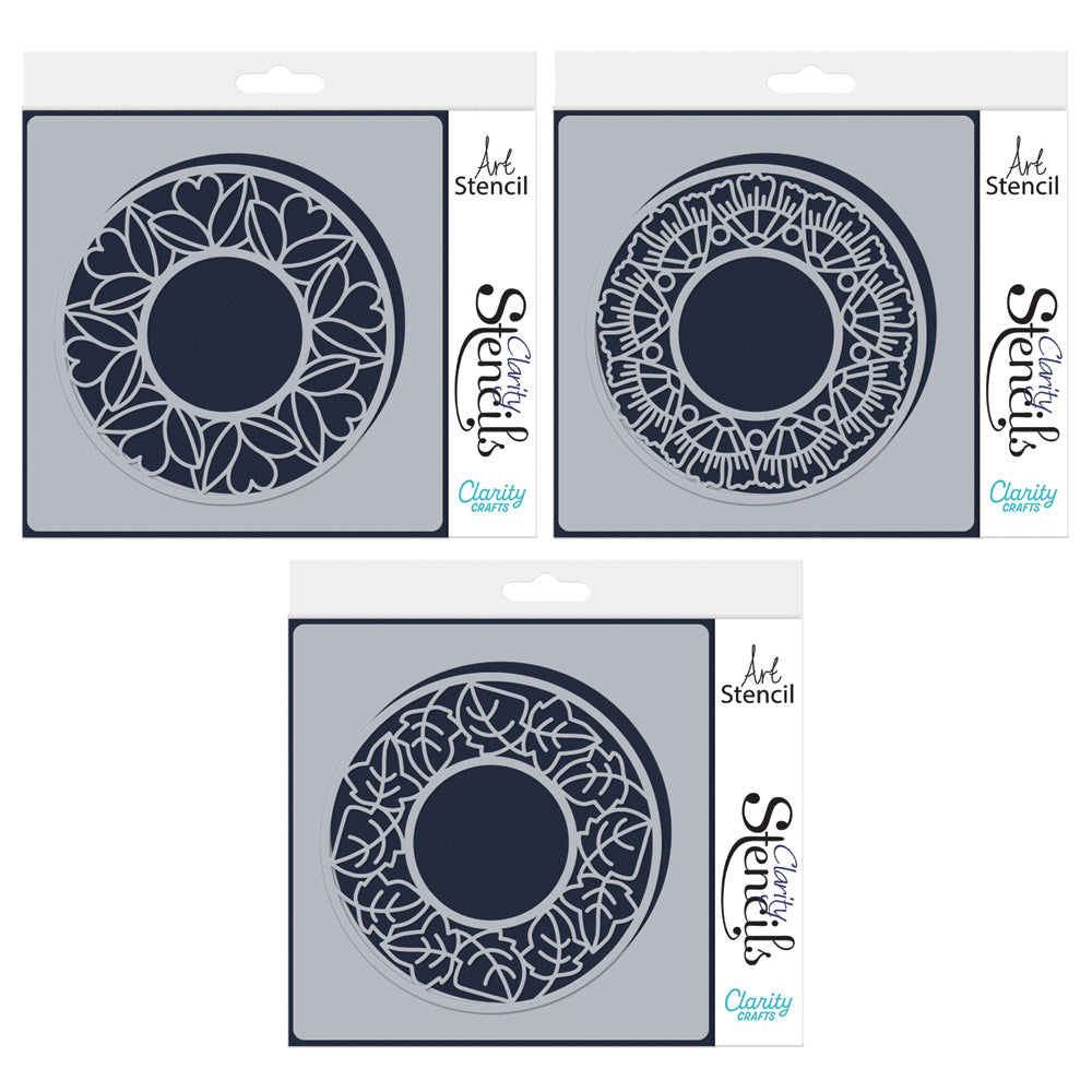 Barbara's Love, Dream & Song Birds Circular Decorative Frames 7" x 7" Stencil Collection