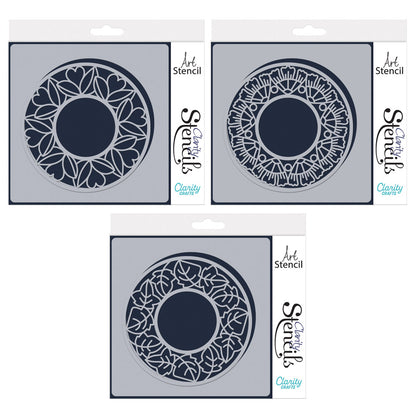 Barbara's Love, Dream & Song Birds Circular Decorative Frames 7" x 7" Stencil Collection