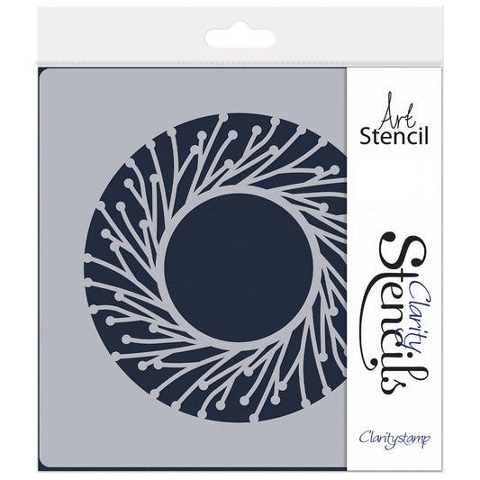 Christmas Wreath Aperture Round Stencil 7" x 7"