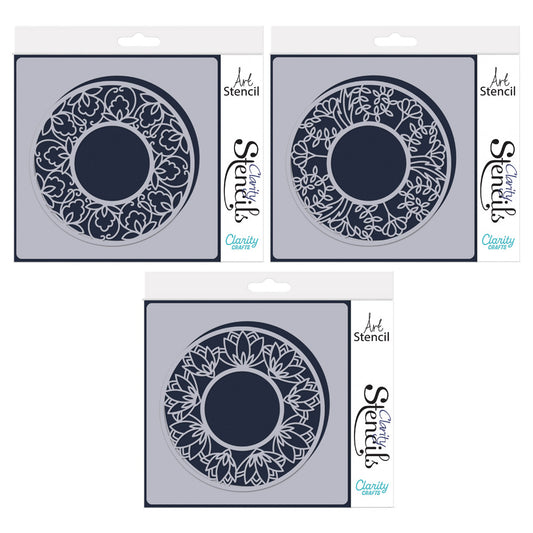 Barbara's SHAC Circular Decorative Frames - Beauty, Love & Peace 7" x 7" Stencil Collection